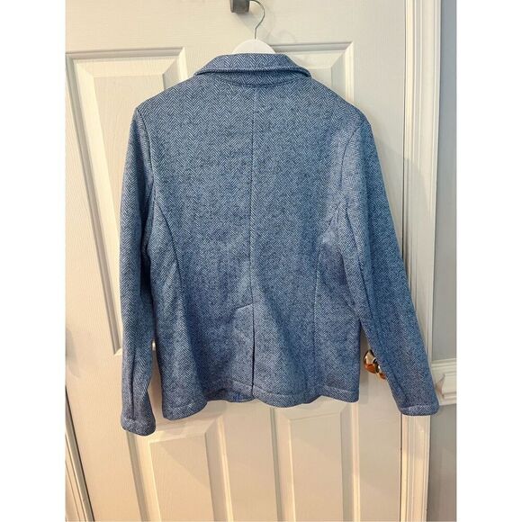 Lands End Blue Herringbone Fleece Blazer Jacket sz M NWT - Picture 6 of 9